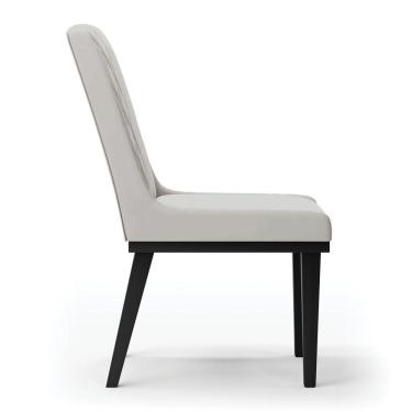 Imagem de Cadeira Sala De Jantar Base Madeira Preto Kit 6 Sofia Veludo D03 - D'rossi Cor Cinza