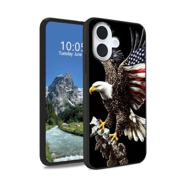 Imagem de DIGTIALL Capa de águia voadora com bandeira para iPhone 17 de 6,3 polegadas, capa protetora de silicone TPU macio, antiderrapante e design à prova de choque para iPhone 17 de 6,3 polegadas