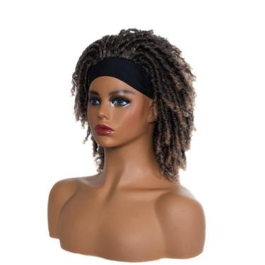 Imagem de Peruca Afro Curly, faixa de cabelo sintético de 20 cm para mulheres - 