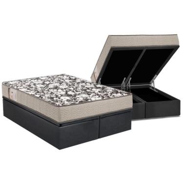 Imagem de Cama Box Baú Queen: Colchão Espuma Ortobom D26 Physical Ultra Resistente + Base Gray(158X198)