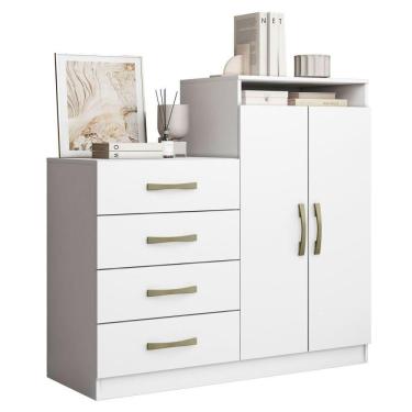 Imagem de Cômoda 2 Portas 4 Gavetas Lucy Branco