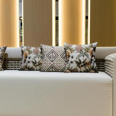 Imagem de Capas para Almofadas 40 x 40 Estampadas Tecido Algodão Conjunto 3 Peça