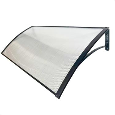 Imagem de Toldo Policarbonato 100 a 200x50cm Proteção UV area externa portas e janelas(150x50cm,Preto c/translucido)