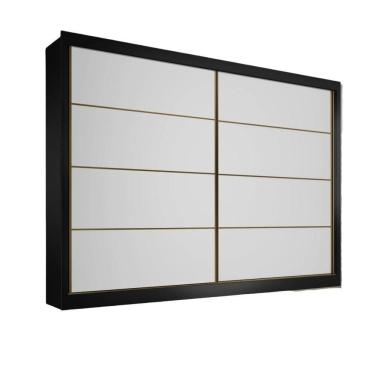 Imagem de Guarda Roupa Sevilha 2 Portas 100% Mdf Mademarcs Preto-branco Acetinado-preto