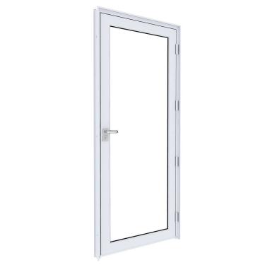 Imagem de Porta de Alumínio de Giro com Vidro Temperado 215x90 - Eccellente Branco