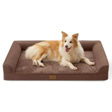 Imagem de COZY KISS Camas ortopédicas para cães de tamanho grande, sofá acolchoado GG com forro à prova d'água, sofá de espuma de caixa de ovo para animais de estimação de até 45 kg, em forma de U, 112 x 81 x