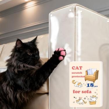 Imagem de floofelove 18 peças de protetor de móveis para gatos – protetor de sofá grande transparente para gatos – com 80 pinos torcidos