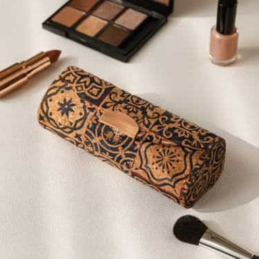 Imagem de Estojo de batom portátil com espelho – Caixa de armazenamento de maquiagem dobrável à prova de poeira para uso em viagens (preto)