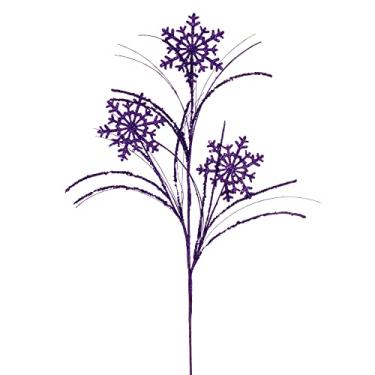 Imagem de Vickerman Spray de glitter de floco de neve roxo de 78,7 cm, 6 por bolsa.