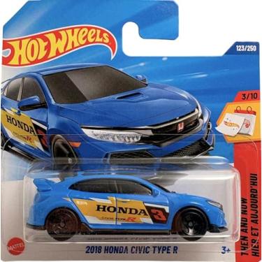 Imagem de Hot Wheels Honda Civic Type R (FK8) Blue JBB77 - Licensed Honda Model with Racing Decals - Then and Now 2025 - 1:64