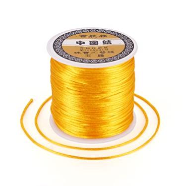 Imagem de 70 m/70 m 1 mm corda de cetim com acabamento de nylon fio de seda para nó chinês trançado kumihimo macramê amizade pulseiras laranja