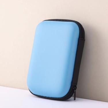 Imagem de Capa de fone de ouvido mini portátil, estojo de transporte portátil de EVA (EVA), bolsa de armazenamento de viagem para tampões de ouvido - azul