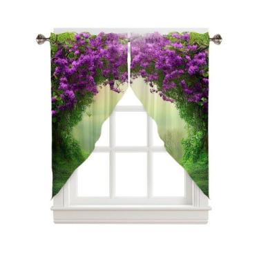 Imagem de Cortinas Valance CAPSCELOLL Spring Purple Flowers para cozinha - CAPSC