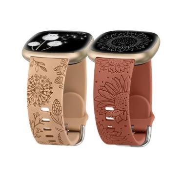 Imagem de Band Minyee Floral Gravado em Silicone para Fitbit Versa 4