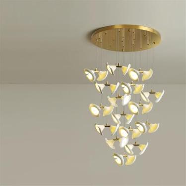 Imagem de Luminária pendente LED contemporânea para duplex, ideal para sala de estar, restaurante, quarto, villa ou hotel, com design giratório e 16 lâmpadas (CA 16 lâmpadas)