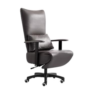 Imagem de Cadeira Executiva Grande e Alta com Apoio para os Pés e Apoio Lombar - Cadeira de Escritório Ergonômica de Couro com Encosto Alto, Capacidade para Serviço Pesado de 200 kg,Dark gray