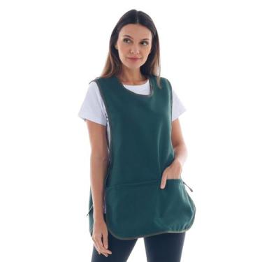 Imagem de Bata Jaleco Avental Tecido Oxford com Bolsos Amarração e Ajuste Latera