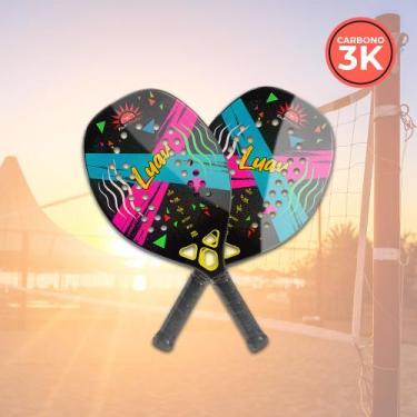 Imagem de Raquete de Beach Tennis Profissional Fibra De Carbono 3k Hobbie Fitnes