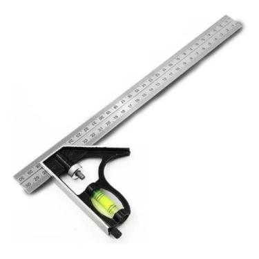Imagem de Esquadro Combinado Inox 12 Polegadas 30Cm C/ Regua E Nivel - BomVink