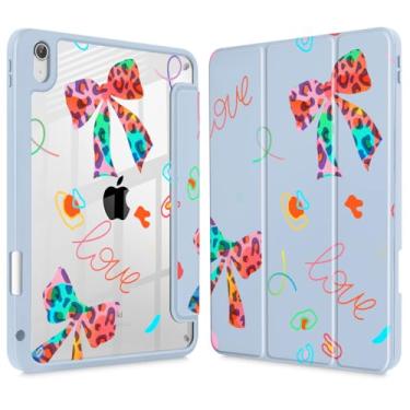 Imagem de Mektron Capa para iPad 11ª/10ª geração 2025 iPad 11 polegadas A16 capa com suporte para lápis para iPad de 11 polegadas 2022 capa transparente à prova de choque, laços neon - azul