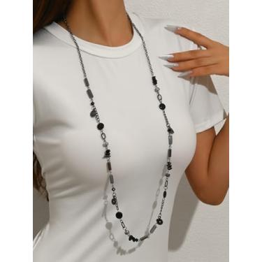 Imagem de 1 colar longo com pingente de disco, estilo elegante, vintage, versátil, adequado para praia, festa e uso casual