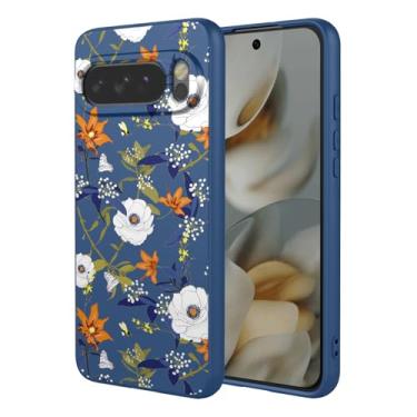 Imagem de OEURVQO Capa artística para Google 10 Pro XL, capa de silicone líquido de toque macio com forro fofo, compatível com carregamento sem fio, capa protetora para Google Pixel 10 Pro XL, azul brilhante