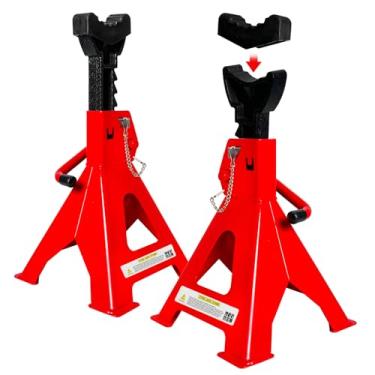 Imagem de FITHOIST Suportes de macaco de 3 toneladas (capacidade de 3 kg) - Suporte de tomada de carro resistente com trava de pino duplo, altura ajustável de 28,5 a 42 cm, almofadas de borracha extra para