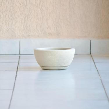 Imagem de Vaso de Planta Decoração Centro Mesa Bacia Cuia 13x25 com Prato em Polietileno (Bege)