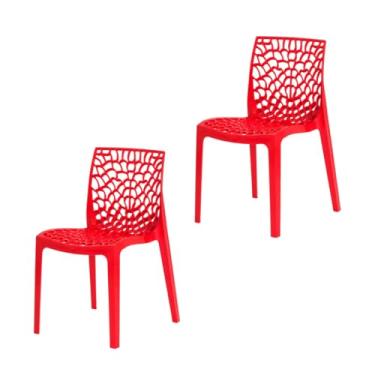 Imagem de Kit 2 Cadeiras Gruvyer Vermelha – Design Moderno e Resistente para Sorveterias, Açaiterias, Cafeterias, Bares e Refeitórios