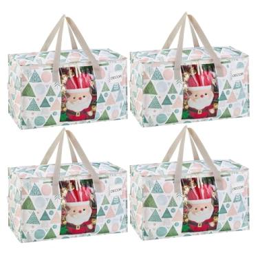 Imagem de VENO Pacote com 4 sacos de mudança, caixas grandes de armazenamento de Natal com tampas, materiais de embalagem para faculdade, alternativas para caixas de mudança, dobrável, bolsa resistente, padrão