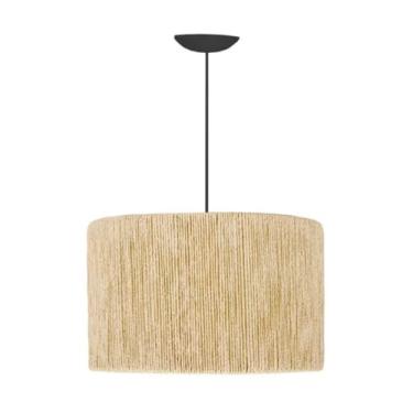 Imagem de Luminária Pendente Shalon em Corda Sisal Natural Palha Fio Preto