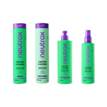 Imagem de Kit Neutrox Cachos Ondas Cond+Sh+Cr Pentear+Spray 300Ml