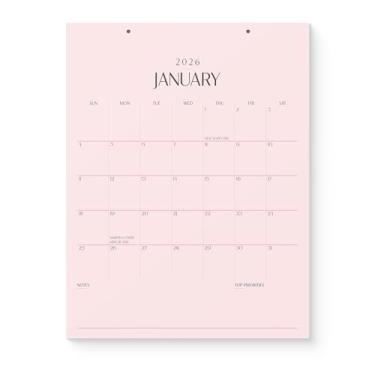 Imagem de Karto Calendário versátil 2026 - vertical 21,5 x 28 cm de janeiro de 2026 a junho de 2027 - planejamento fácil com o calendário mensal estético - todo rosa