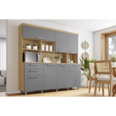 Imagem de Cozinha Compacta Nobreza C- 7 Portas E 2 Gavetas 210cm Carvalho-titânio - Nesher