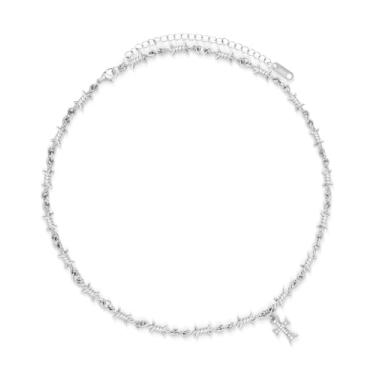 Imagem de LuxGoth Colar de aço inoxidável, cruz, arame farpado, espinhos, gótico, punk rock, emoção, motociclista, cosplay, vintage, pequeno, amuleto, joias, para homens e mulheres, prata GTS-N1D60106