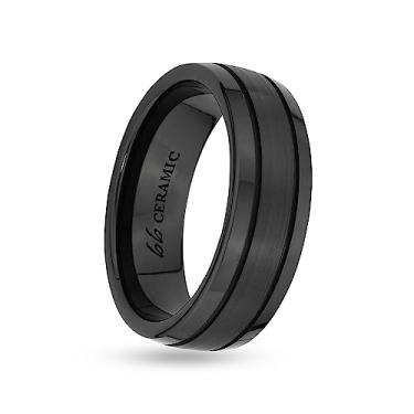 Imagem de Boston Bay Diamonds Aliança de casamento masculina de cerâmica preta unissex ajuste confortável ou anel moderno - 6 mm, 7 mm e 8 mm - escolha de estilo, Metal, não conhecido