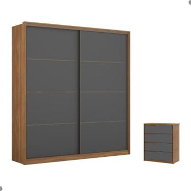 Imagem de Conjunto Quarto Guarda Roupa E Comoda Napolis Amendola Grafito