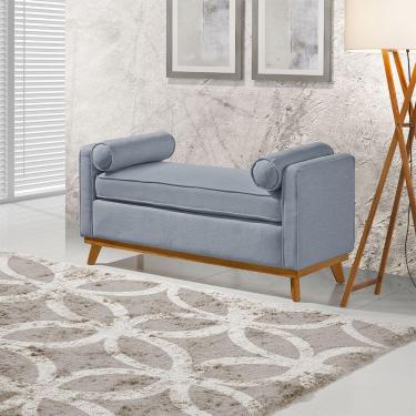 Imagem de Recamier Italia 1,50m Com Base Madeira Linho Sofatec Azul