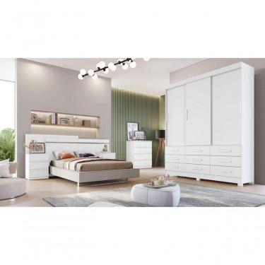 Imagem de Guarda Roupa Solteiro 3 Portas 9 Gavetas Buriti-branco Móveis Novo Horizonte