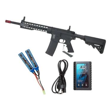 Imagem de Rifle Airsoft Aeg M4 Sa-f02 Black Flex Key Mod 10 + Itens