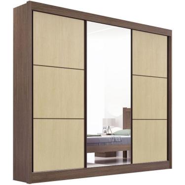 Imagem de Guarda Roupa Cristal Castanho Linho 3 Portas 6 Gavetas D?doro