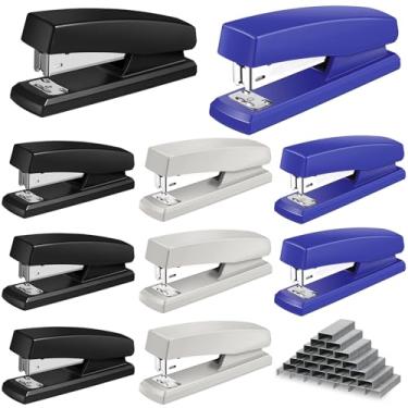 Imagem de Marspark Grampeador de 10 peças para grampeadores de mesa a granel com 6.000 grampeadores de escritório, 25 folhas, pacote de grampeadores para escritório escolar (preto, azul, branco)