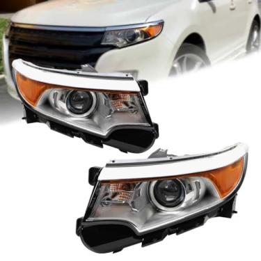 Imagem de Par de faróis de halogênio Duolctarms compatível com Ford Edge 2011-2014 lado esquerdo do motorista + lado direito do passageiro BT4Z13008A BT4Z13008H
