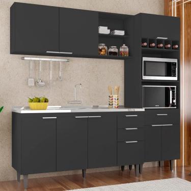 Imagem de Armário De Cozinha Cp02 Com Pia 150cm Pérola Z34 Preto - Mpozenato