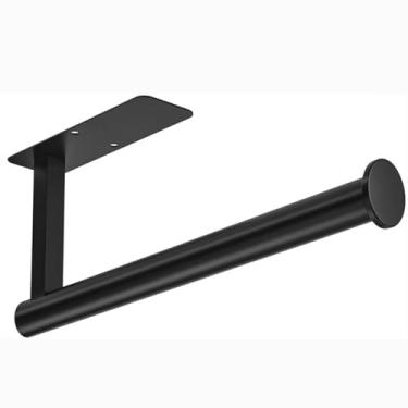 Imagem de Suporte de toalha de papel sob o armário, suporte de toalha de papel de parede para cozinha, suporte de rolo de toalha de papel adesivo para toalha de banheiro, suporte de toalha preto SUS304 aço