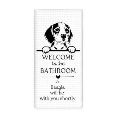 Imagem de Lengues Toalhas de mão Welcome to The Bathroom A Beagle Will Be with You Shortly, decoração de banheiro de cachorro, presentes engraçados de beagle, toalhas de mão de banheiro, presentes para amantes