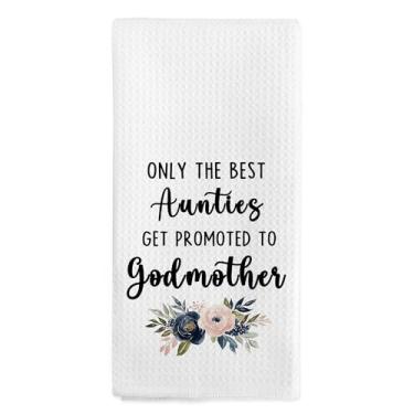 Imagem de nvucamd Presentes de madrinha, toalhas de cozinha, presentes de aniversário de mãe de Deus, toalhas de mão para banheiro, apenas as melhores tias são promovidas a madrinha presente toalha de chá para
