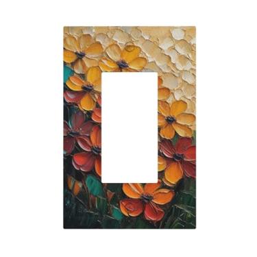 Imagem de Capas decorativas para interruptores de luz em aquarela flor 1 gangue Rocker Outlet placa decorativa para interruptor placa frontal GFCI capas de interruptor de luz para decoração de casa