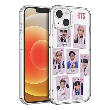 Imagem de WWDIYHOUSE Capa compatível com iPhone 14, capa transparente de TPU macio à prova de choque e design exclusivo para homens/mulheres/meninas/meninos (Fashion-BTS-6)