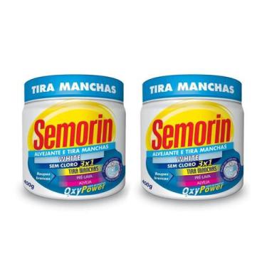 Imagem de 2 Uni Semorin Tira Mancha Pó 400G Roupa Branca Alvejante Oxy